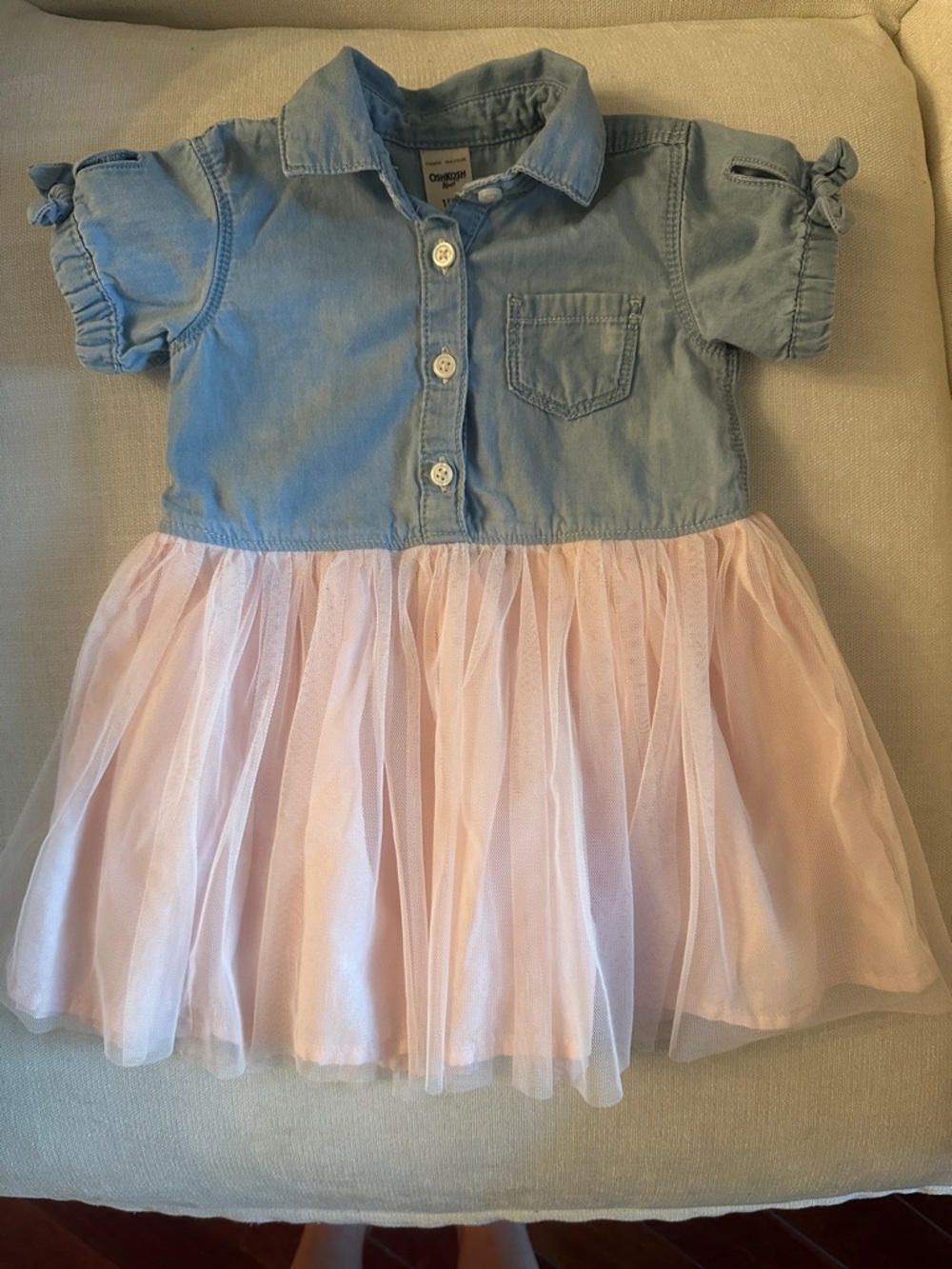 OshKosh B'gosh Light Blue Denim & Pale Pink Tulle Dress
